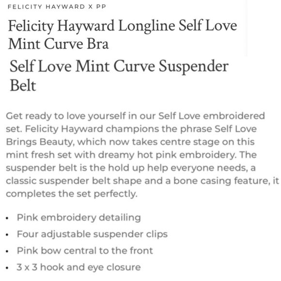 FELICITY HAYWARD LONGLINE SELF LOVE CURVE BRA GARTER BELT MINT LINGERIE SET - Picture 4 of 15